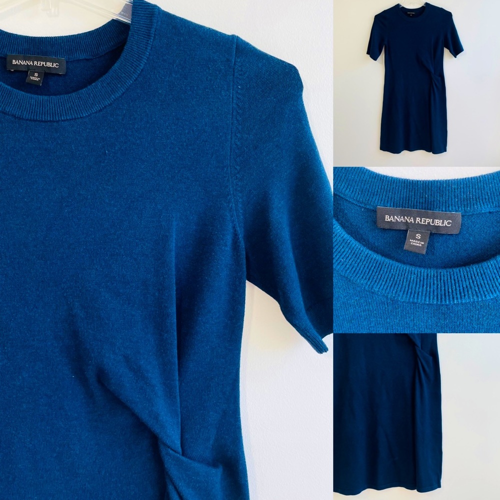 Banana Republic Navy Knit Crew Neck Midi Dress S